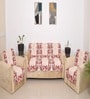 Red 5 Seater Floral 10Pcs Sofa Covers