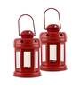 Red Metal (Set Of 2) Hanging Tea Light Holders