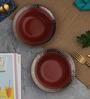 Carla 7 Inch Red Ceramic (Set of 2) Quarter Plate