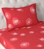 Red Abstract 180 TC Microfiber Single Bedsheet With 1 Pillow Cover
