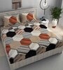 Red Geometric 220 TC Microfiber King Size Fitted Bedsheet With 2 Pillow Covers
