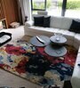 Red Abstract Bamboo Silk 4 ft x 6 ft Hand Tufted Carpet