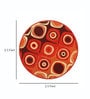 Red Geometric Polyester 3 ft x 3 ft Hand Tufted Round Carpet