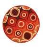 Red Geometric Polyester 3 ft x 3 ft Hand Tufted Round Carpet