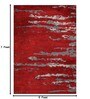 Red Abstract Polyester 5 x 7 Feet Machine Made Carpet