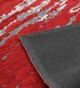 Red Abstract Polyester 5 x 7 Feet Machine Made Carpet