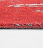 Red Abstract Polyester 5 x 7 Feet Machine Made Carpet