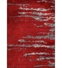 Red Abstract Polyester 5 x 7 Feet Machine Made Carpet