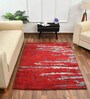 Red Abstract Polyester 5 x 7 Feet Machine Made Carpet