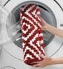 Red Geometric Polyester AntiSkid Bathmat