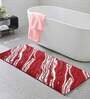 Red Abstract Polyester AntiSkid Bathmat