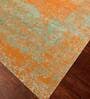 Yellow Abstract Wool & Slik 8 ft x 10 ft Hand Knotted Carpet