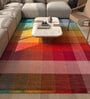 Red Abstract Wool 6 ft X 9 ft Hand Woven Carpet