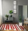 Red Abstract Wool and Cotton 5 ft x 8 ft Hand tufted Carpet
