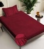 Red Abstract Woolen Fitted Single Bed Sheet with Pillow Cover