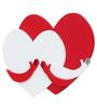 Red And White Heart Hugging Each Other Red & White Engineered Wood Wall Art