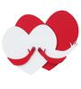 Red And White Heart Hugging Each Other Red & White Engineered Wood Wall Art