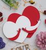 Red And White Heart Hugging Each Other Red & White Engineered Wood Wall Art