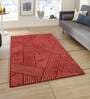 Red Abstract Wool 4 ft x 6 ft Hand Tufted Carpet