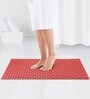 Red and Black Solid PVC 33x16 Inches Antiskid Shower Bath Mat