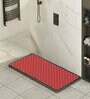 Red and Black Solid PVC 33x16 Inches Antiskid Shower Bath Mat