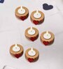 Red and Brown Wooden  Tealight Candle Holder (6 Pcs)
