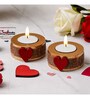 Red and Brown Wooden  Tealight Candle Holder (2 Pcs)