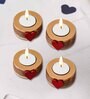 Red and Brown Wooden  Tealight Candle Holder (4 Pcs)