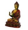 Red and Golden Brass Premium Meditating Blessing Buddha Antique Artifact