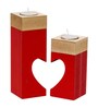 Red and Golden Wooden  Tealight Candle Holder