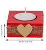 Red and Golden Wooden  Tealight Candle Holder (4 Pcs)