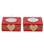 Red and Golden Wooden  Tealight Candle Holder (10 Pcs)