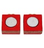 Red and Golden Wooden  Tealight Candle Holder (2 Pcs)