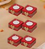 Red and Golden Wooden  Tealight Candle Holder (6 Pcs)