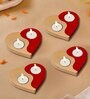 Red and Golden Wooden  Tealight Candle Holder (4 Pcs)