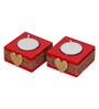 Red and Golden Wooden  Tealight Candle Holder (10 Pcs)