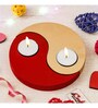 Red and Golden Wooden  Tealight Candle Holder (6 Pcs)