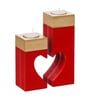 Red and Golden Wooden  Tealight Candle Holder
