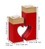 Red and Golden Wooden  Tealight Candle Holder