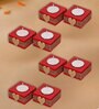 Red and Golden Wooden  Tealight Candle Holder (8 Pcs)