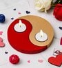 Red and Golden Wooden  Tealight Candle Holder Set