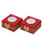 Red and Golden Wooden  Tealight Candle Holder (6 Pcs)