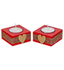 Red and Golden Wooden  Tealight Candle Holder (6 Pcs)