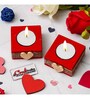 Red and Golden Wooden  Tealight Candle Holder (6 Pcs)