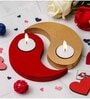 Red and Golden Wooden  Tealight Candle Holder (2 Pcs)
