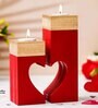 Red and Golden Wooden  Tealight Candle Holder