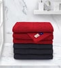 Red and Navy Blue Anatolia Solid 500 GSM Cotton Face Towels (Set Of 6)