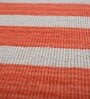 Red Striped Wool 5 ft x 7 ft Flat Weave Dhurrie