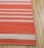 Red Striped Wool 5 ft x 7 ft Flat Weave Dhurrie