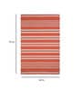 Red Striped Wool 5 ft x 7 ft Flat Weave Dhurrie
